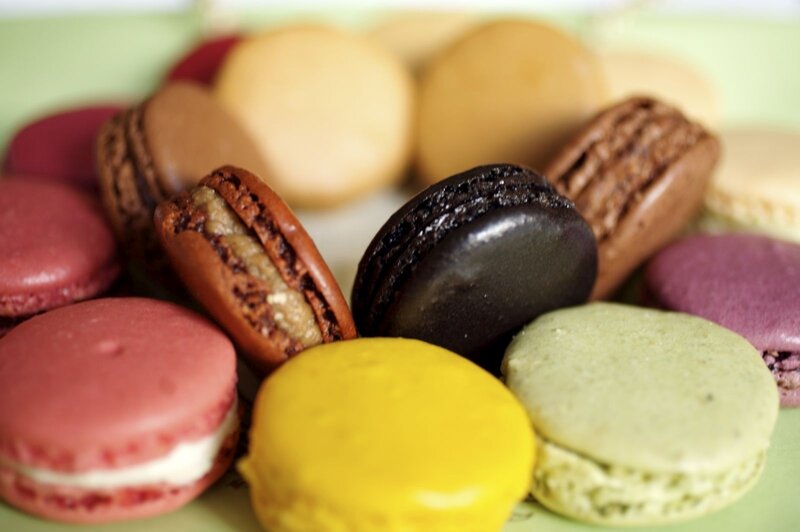 Colorful macarons on a plate
