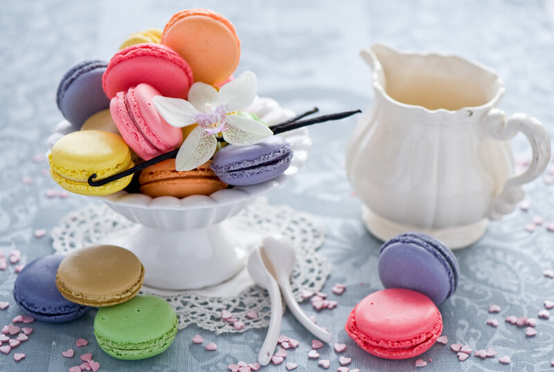 Colorful Macarons on Stand — White