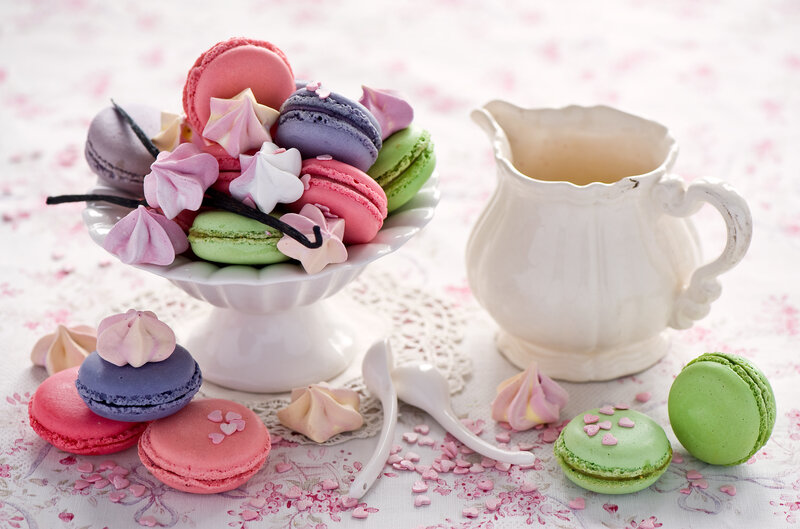Colorful Macarons on Table — Pink