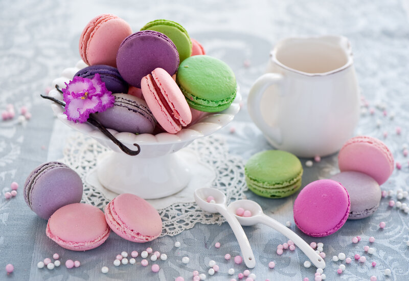 Colorful Macarons on Table