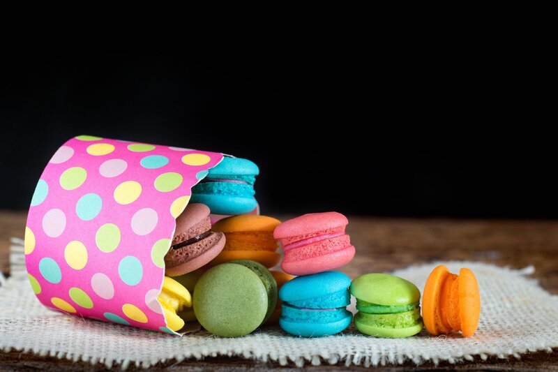 Colorful Macarons Spilling