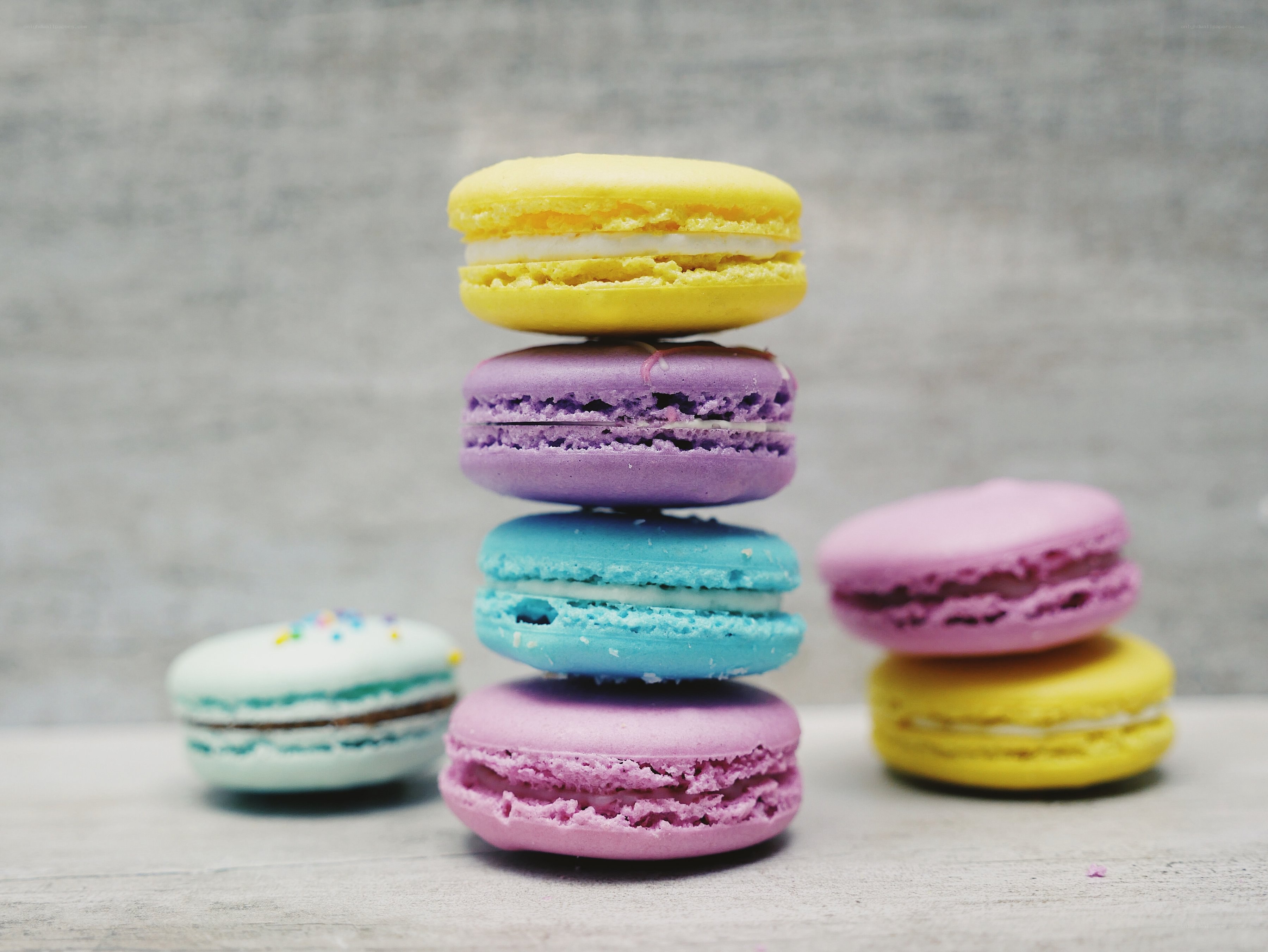 Colorful macarons stacked