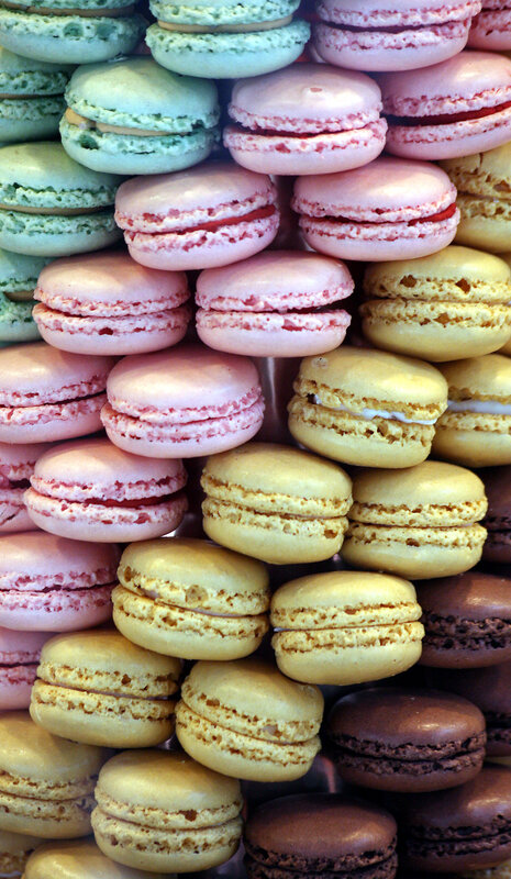 Colorful macarons stacked
