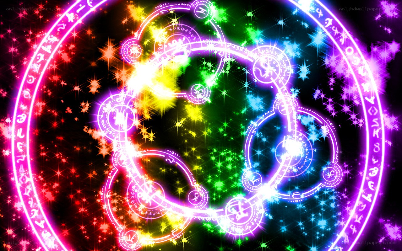 colorful magical spell circles