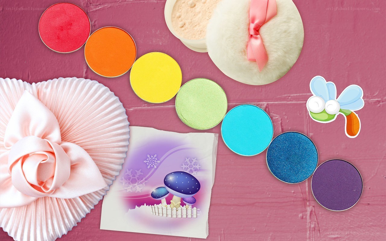 Colorful makeup and accessories