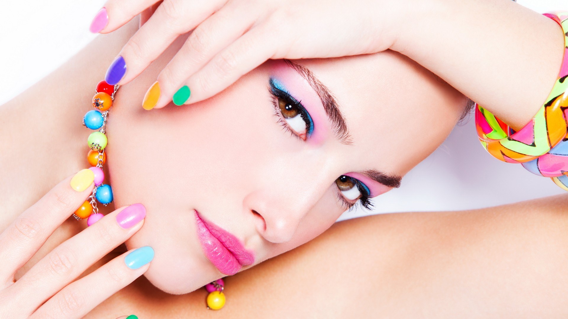 colorful makeup and nail art