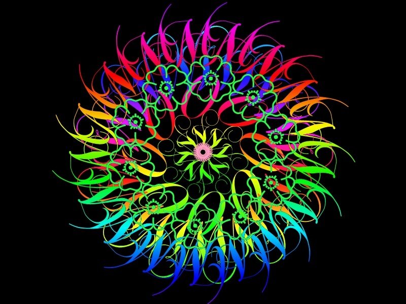 Colorful Mandala Design — Green, Vibrant, Digital Art, Flowers