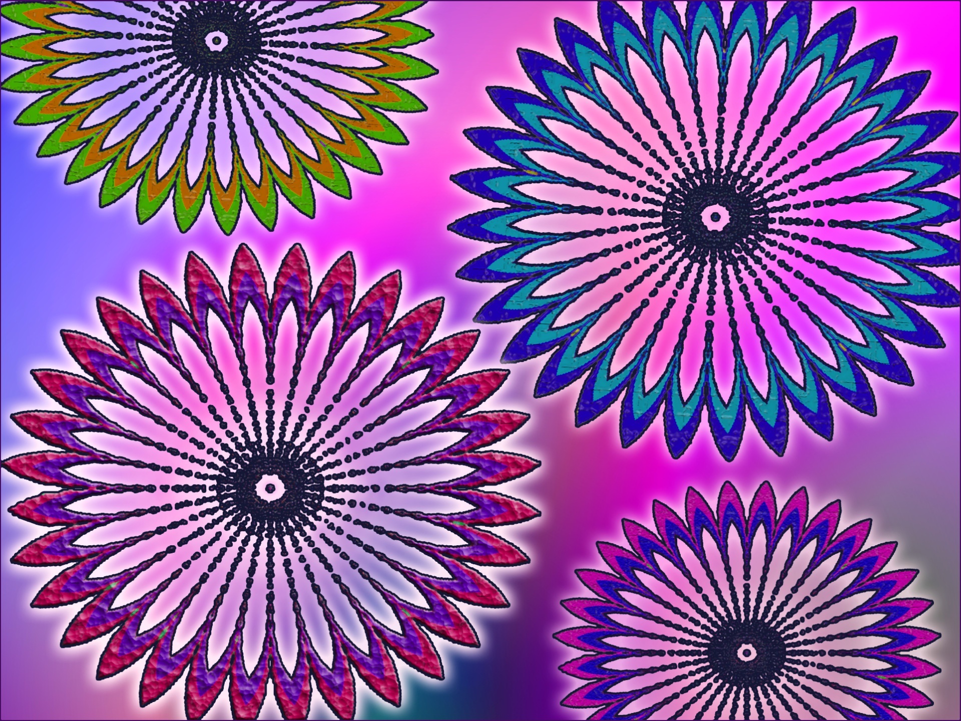 colorful mandala flowers