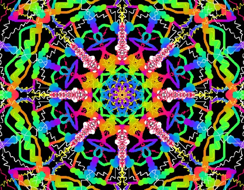 Colorful Mandala Pattern — Black, Vibrant, Abstract, Lines
