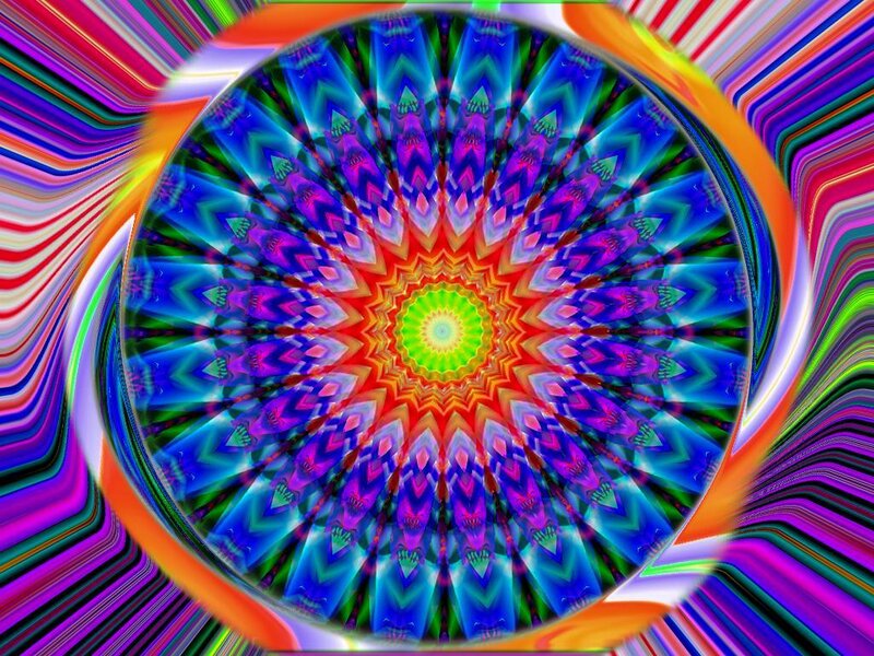 Colorful Mandala Pattern — Blue, Hypnotic, Abstract, Colors, Patterns