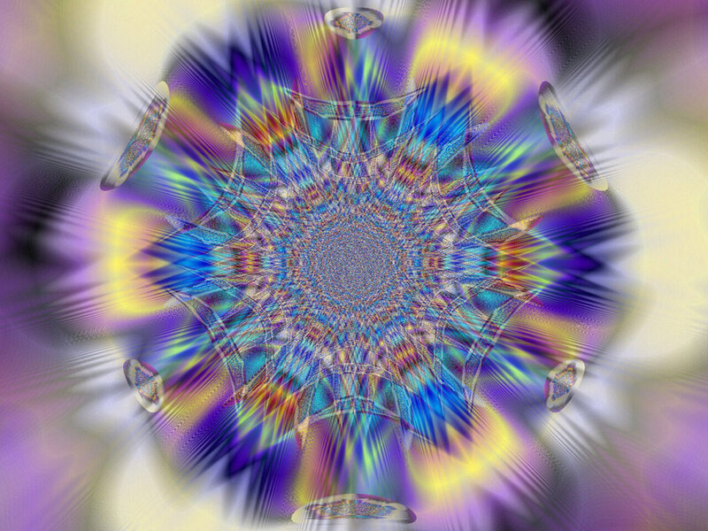Colorful Mandala Pattern — Blue, Hypnotic, Abstract, Spiral, Rays