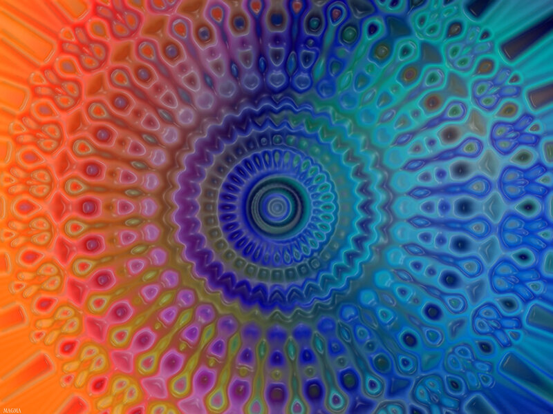 Colorful Mandala Pattern — Blue, Hypnotic, Abstract, Spiral