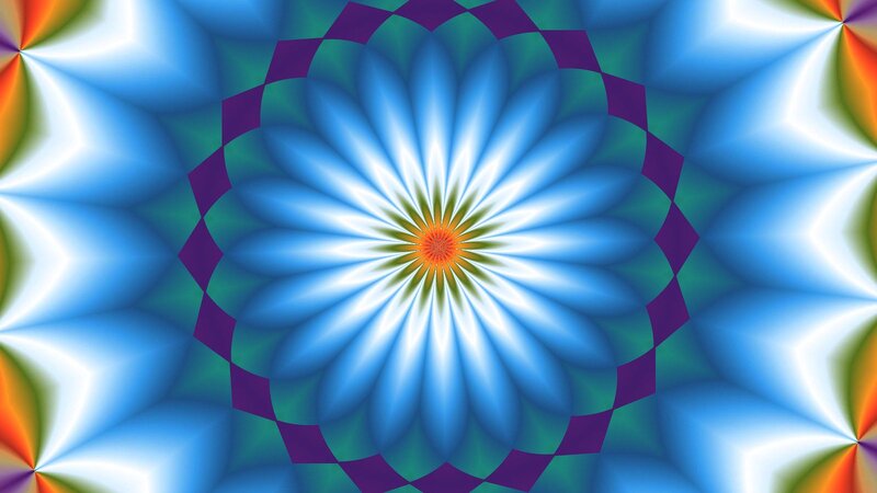 Colorful Mandala Pattern — Blue, Hypnotic, Digital Art, Flower