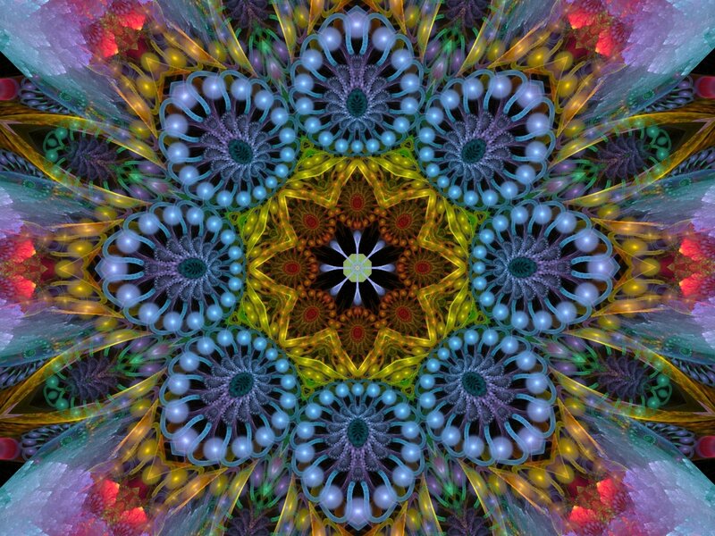 Colorful Mandala Pattern — Blue, Hypnotic, Digital Art, Fractal
