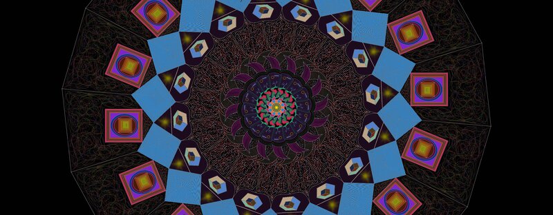 Colorful Mandala Pattern — Blue, Hypnotic, Digital Art, Geometric Shapes