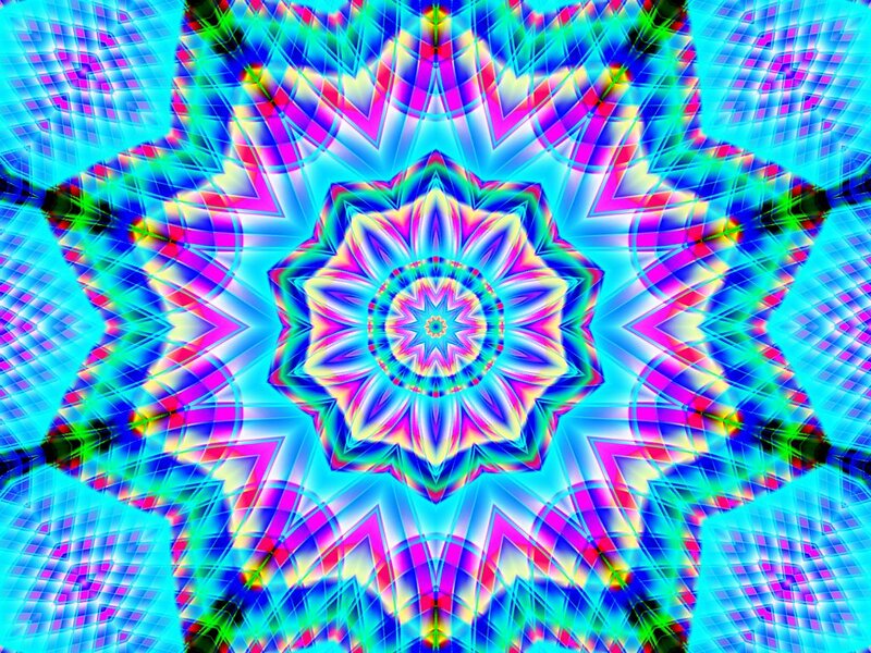 Colorful Mandala Pattern — Blue, Hypnotic, Digital Art, Geometric