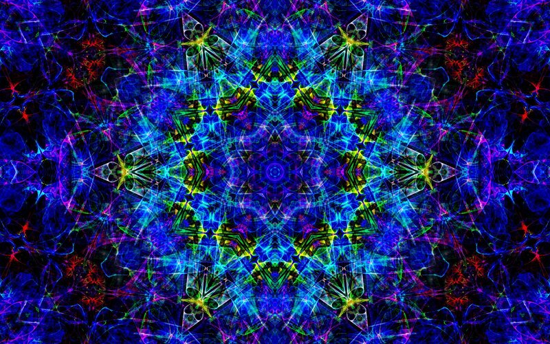Colorful Mandala Pattern — Blue, Hypnotic, Digital Art, Light Patterns
