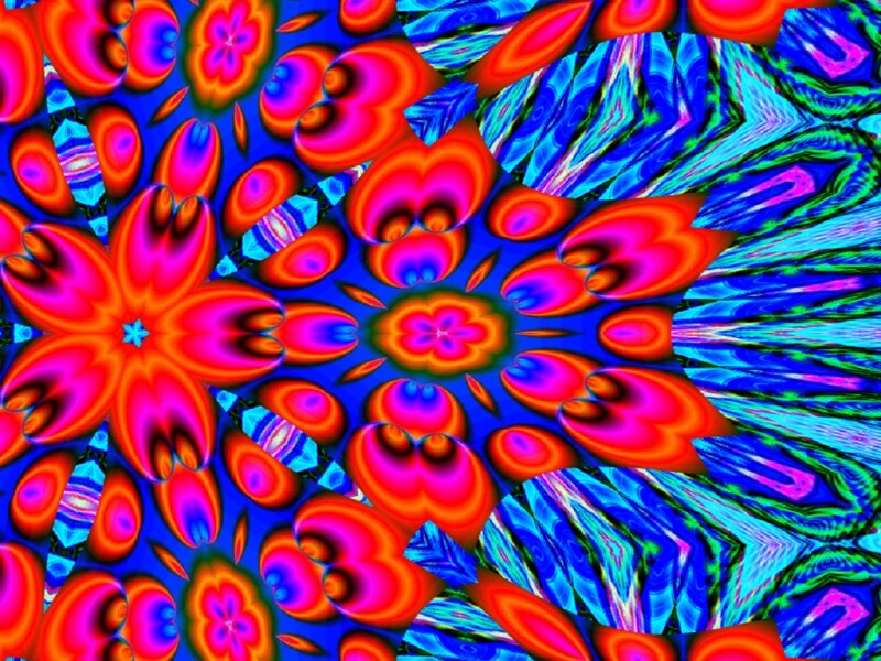 Colorful Mandala Pattern — Blue, Vibrant, Abstract, Flowers