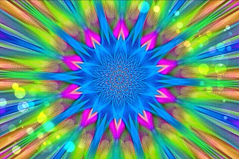 Colorful Mandala Pattern — Blue, Vibrant, Abstract, Stars