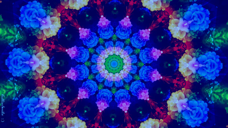 Colorful Mandala Pattern — Blue, Vibrant, Digital Art, Flowers