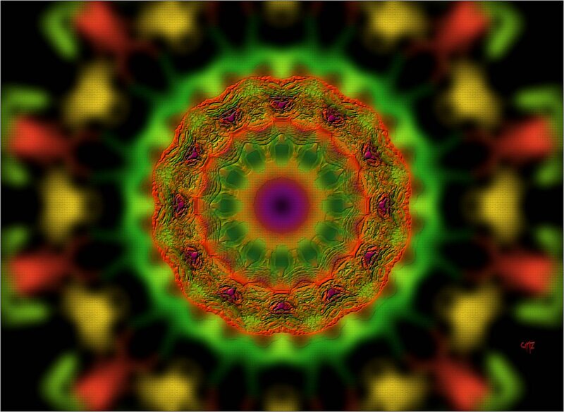 Colorful Mandala Pattern — Green, Hypnotic, Digital Art, Circle