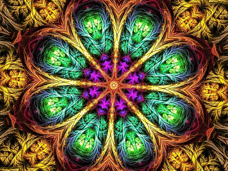 Colorful Mandala Pattern — Green, Hypnotic, Digital Art, Flower