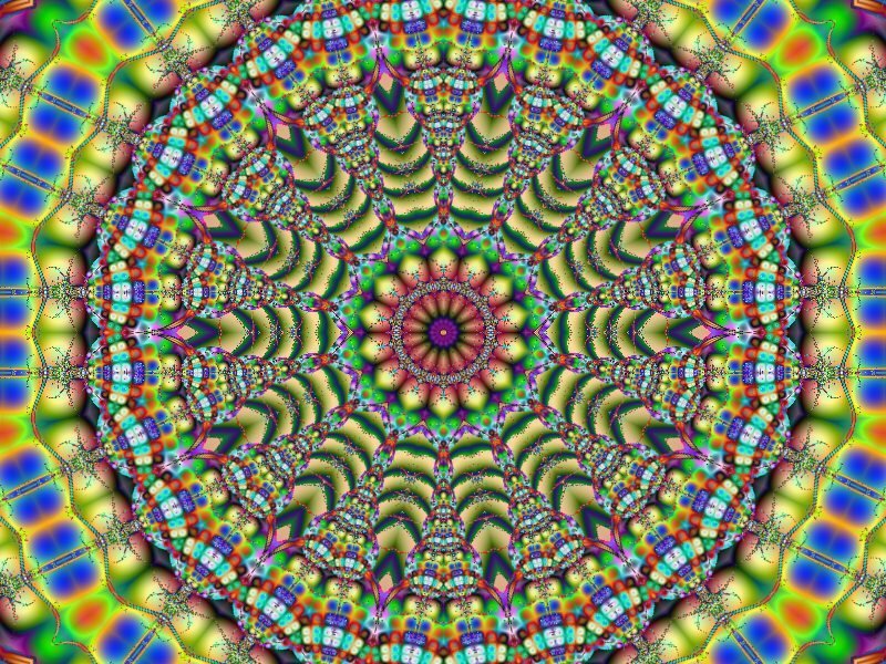 Colorful Mandala Pattern — Green, Hypnotic, Digital Art, Fractal, Symmetry