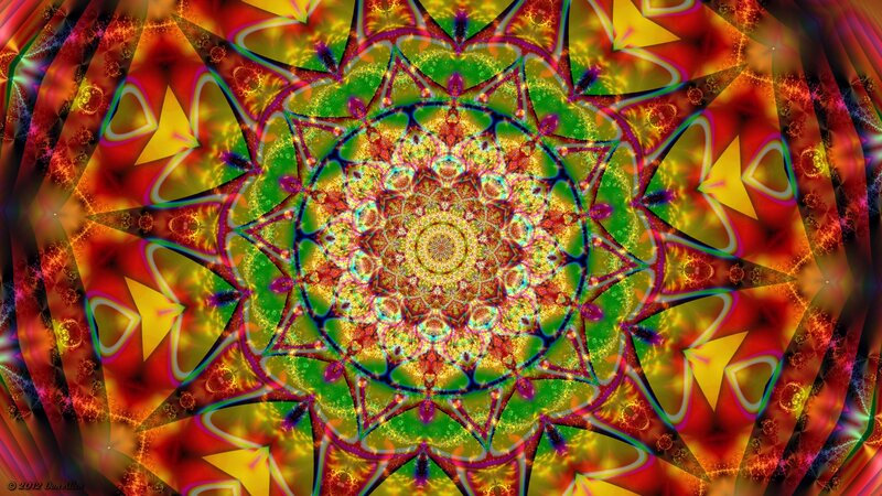 Colorful Mandala Pattern — Green, Hypnotic, Digital Art, Fractal