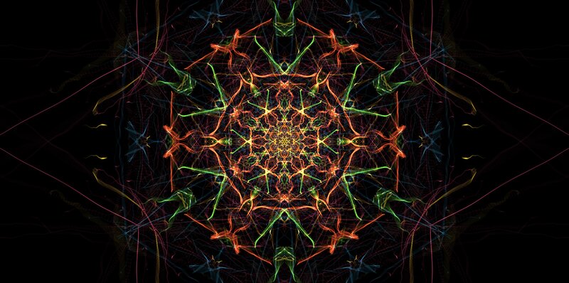 Colorful Mandala Pattern — Green, Hypnotic, Digital Art, Lines, Symmetry