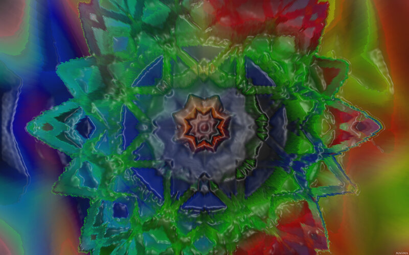 Colorful Mandala Pattern — Green, Hypnotic, Digital Art, Star