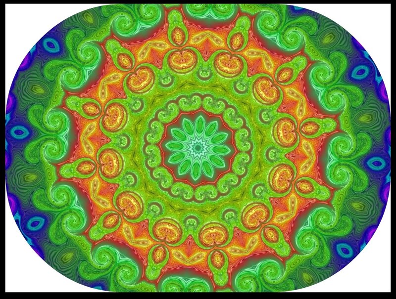 Colorful Mandala Pattern — Green, Hypnotic, Digital Art, Swirls