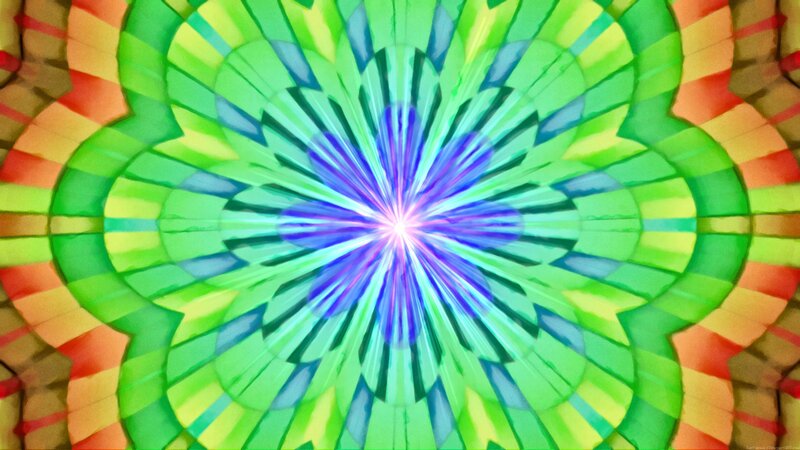 Colorful Mandala Pattern — Green, Vibrant, Abstract, Light Rays