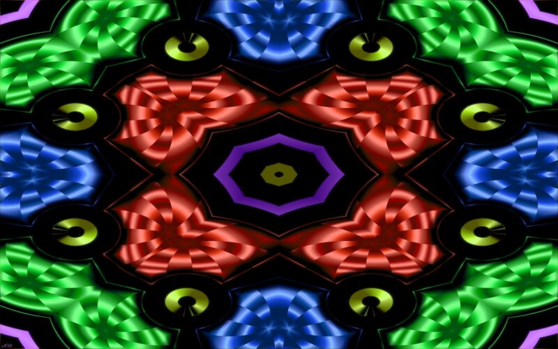 Colorful Mandala Pattern — Green, Vibrant, Digital Art, Circles