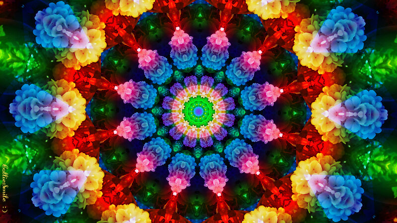 Colorful Mandala Pattern — Green, Vibrant, Digital Art, Flowers