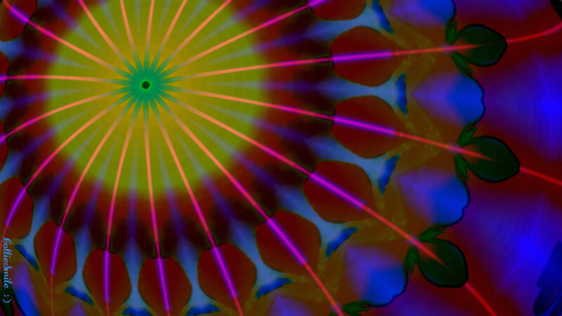 Colorful Mandala Pattern — Green, Vibrant, Digital Art, Rays