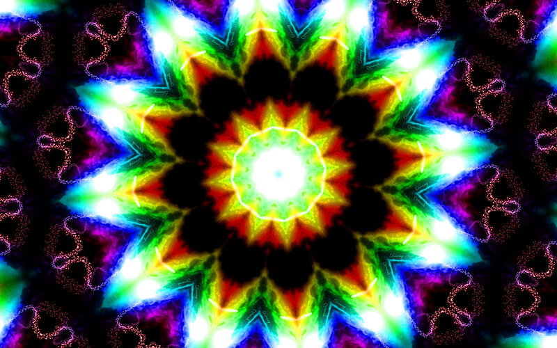 Colorful Mandala Pattern — Green, Vibrant, Digital Art, Star, Light
