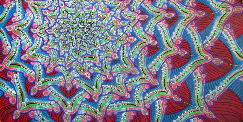 Colorful Mandala Pattern — Red, Hypnotic, Abstract, Stars, Circles, Lines