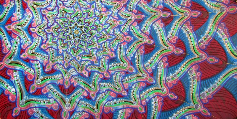 Colorful Mandala Pattern — Red, Hypnotic, Abstract, Stars, Circles