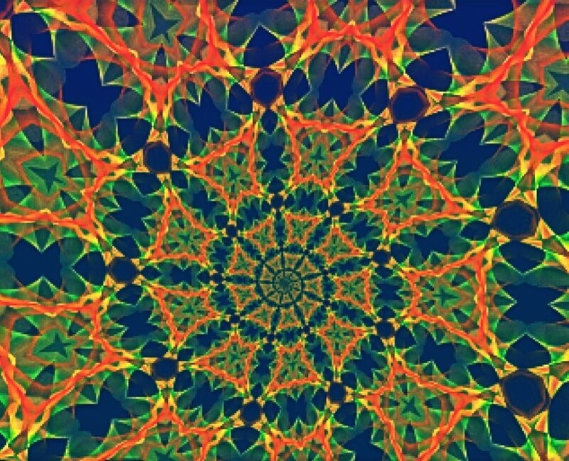 Colorful Mandala Pattern — Red, Hypnotic, Abstract, Stars
