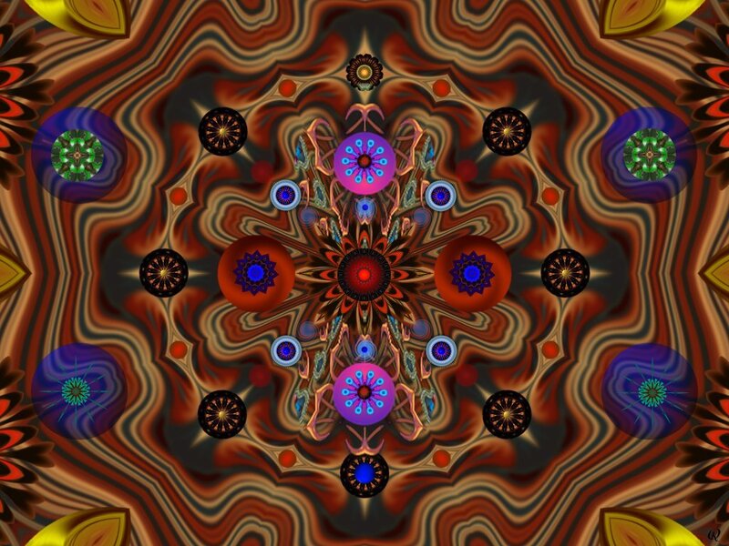 Colorful Mandala Pattern — Red, Hypnotic, Digital Art