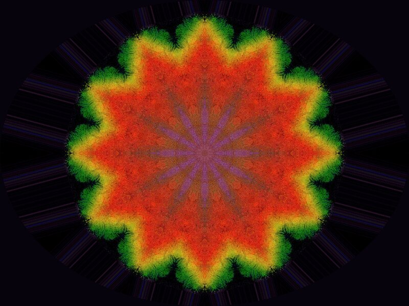 Colorful Mandala Pattern — Red, Vibrant, Abstract, Star Shape
