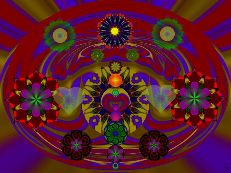 Colorful Mandala Pattern — Red, Vibrant, Digital Art, Flowers
