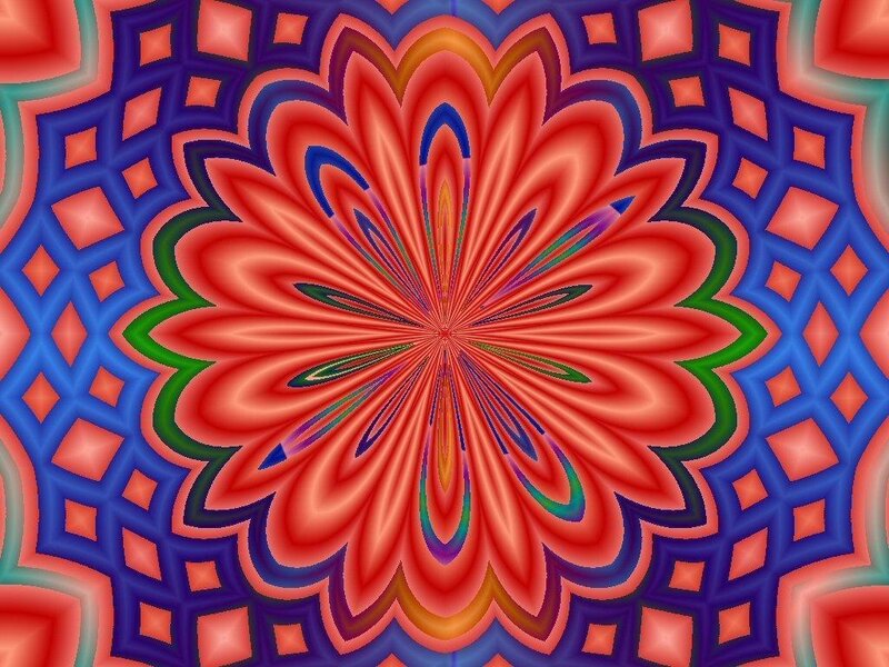 Colorful Mandala Pattern — Red, Vibrant, Digital Art, Geometric
