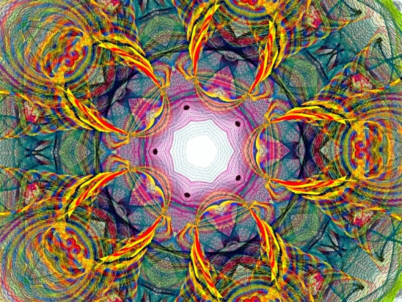 Colorful Mandala Pattern — Yellow, Hypnotic, Abstract, Lines