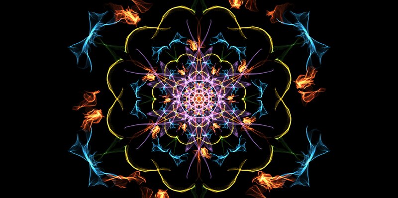 Colorful Mandala Pattern — Yellow, Hypnotic, Digital Art