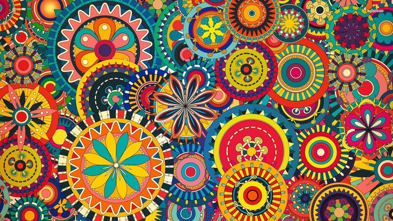 Colorful Mandala Pattern — Yellow, Vibrant, Digital Art, Circles