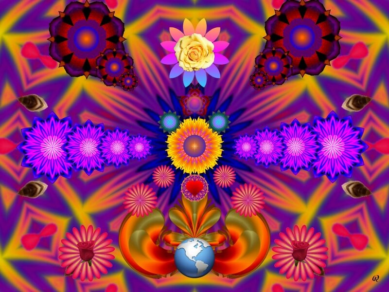 Colorful Mandala with Flowers — Purple