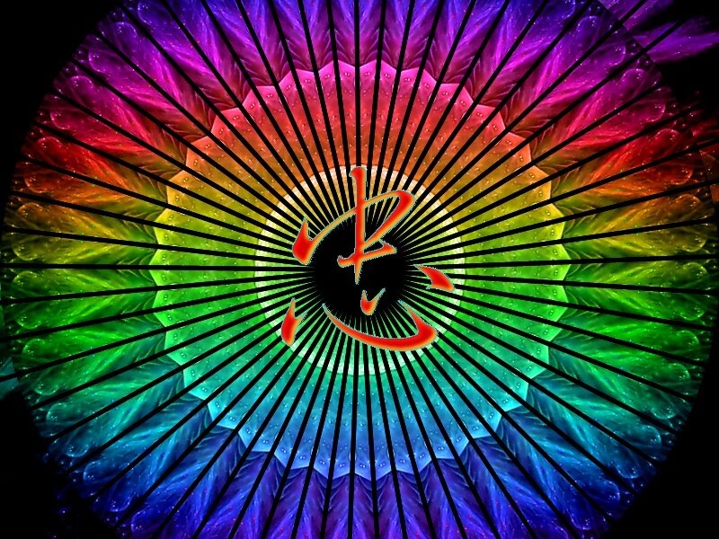 colorful mandala with kanji symbol