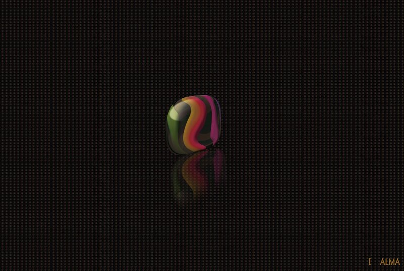 Colorful marble on dark grid