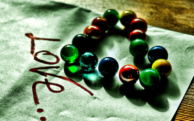 Colorful Marbles on Paper — Green